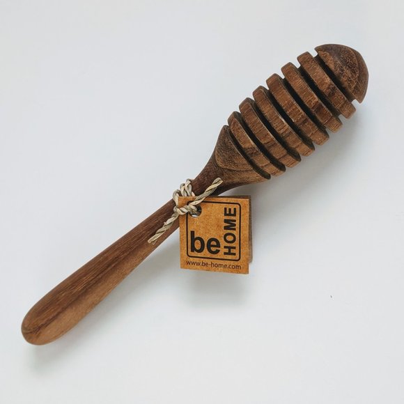 Modern Solid Teak Wood Artisan Honey Dipper Server MCM - Picture 1 of 4
